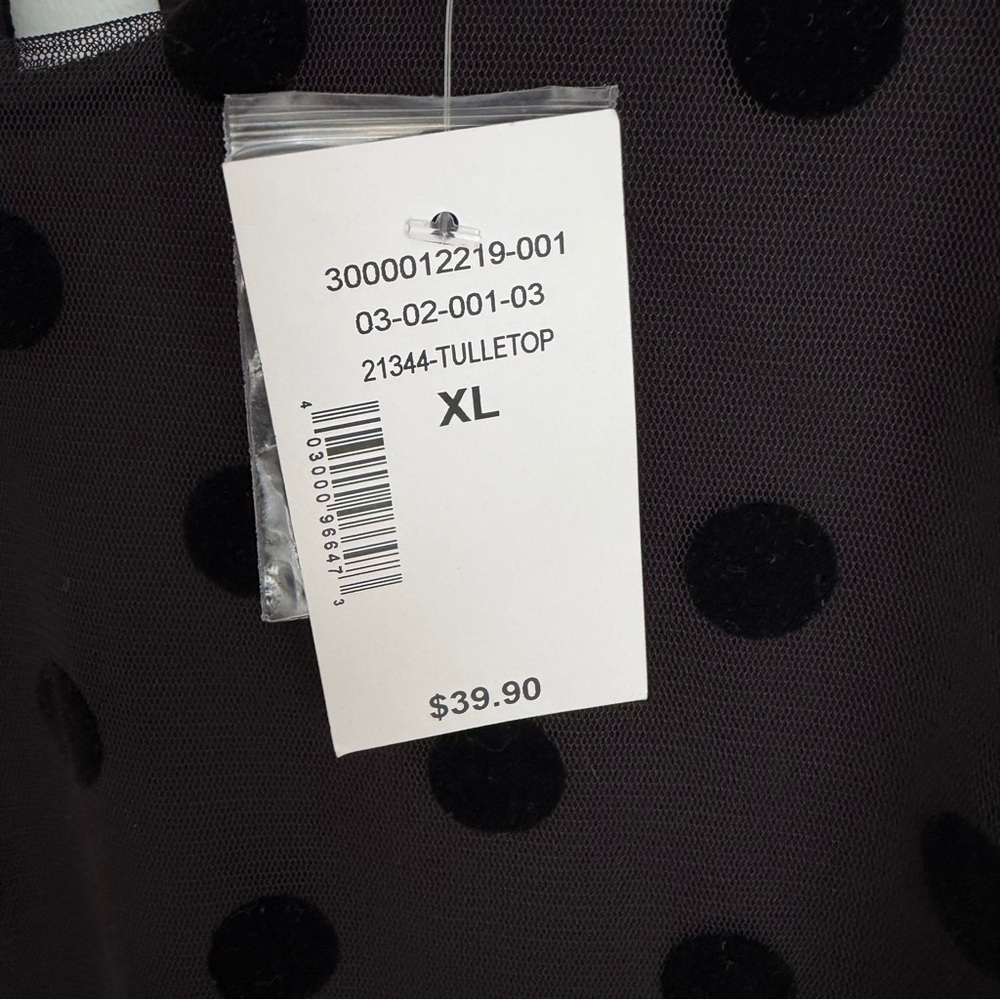 Sheer Polka Dot Mesh Blouse - Flocked Dots - NWT - Size XL - Picture 6 of 6